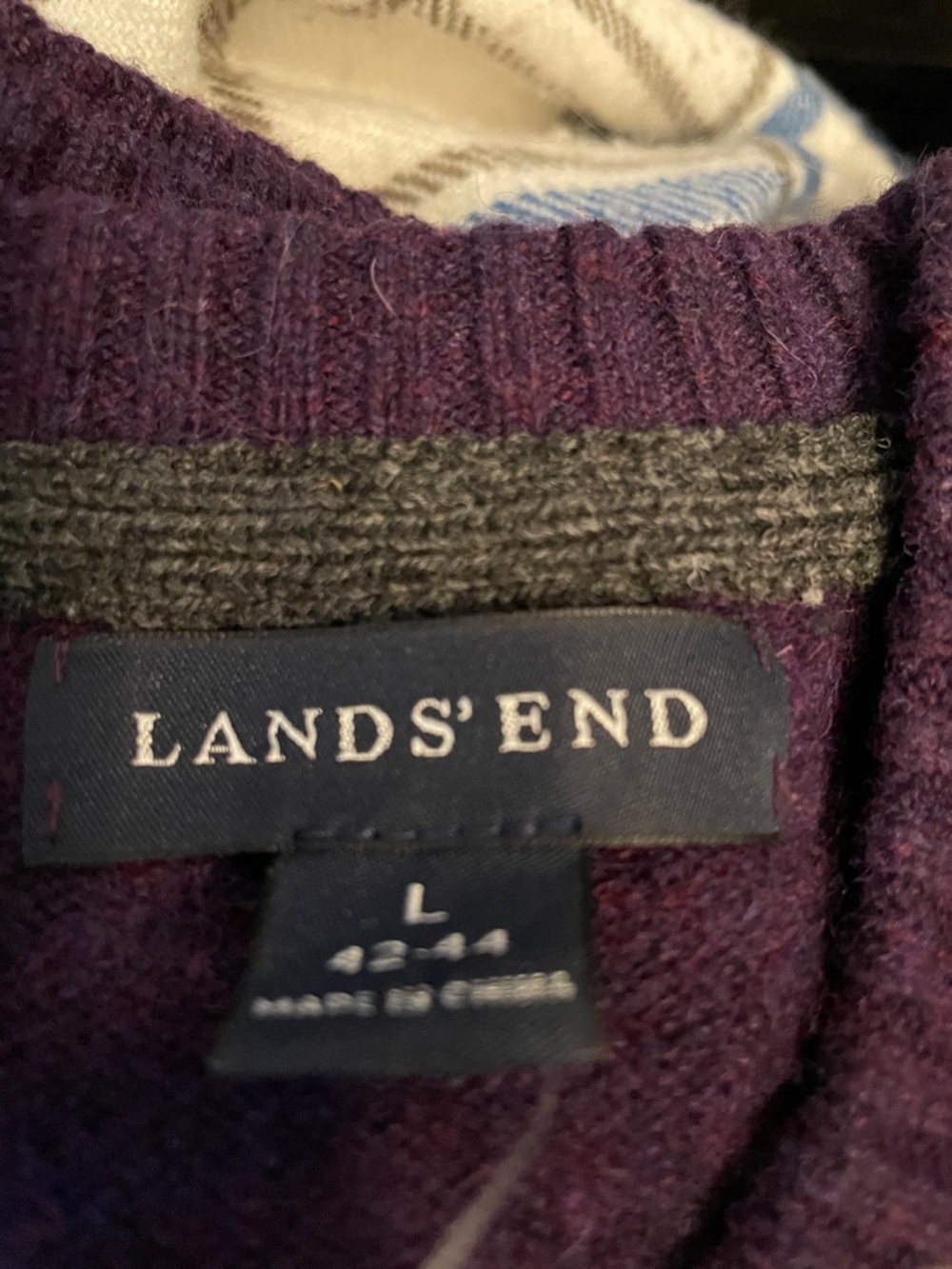 Lands' End Men's Crewneck Sweater in Deep Purple lambs wool
